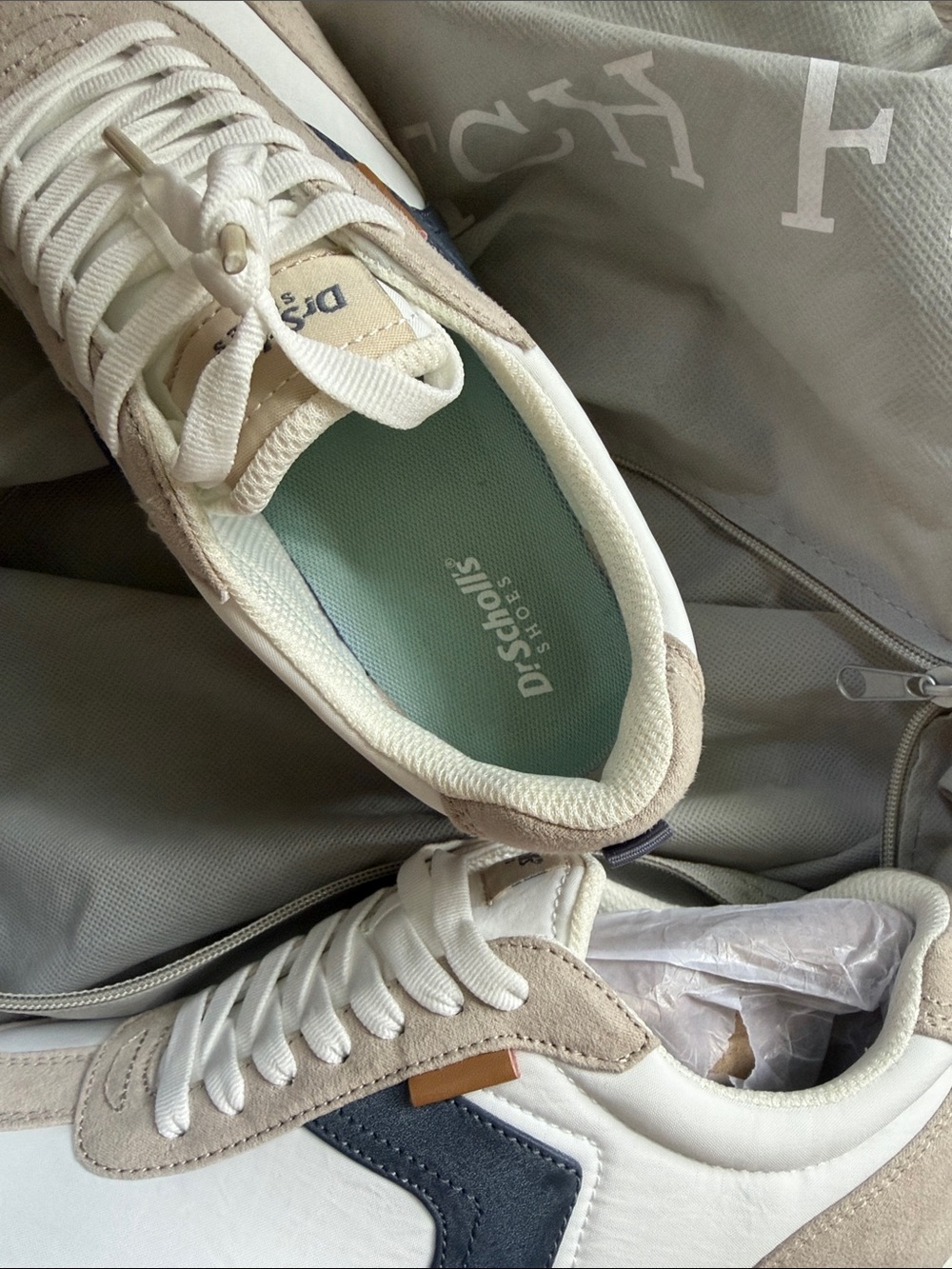 Dr. Scholl's | Beige White Navy Retro Runner Sneakers - Picture 6 of 8